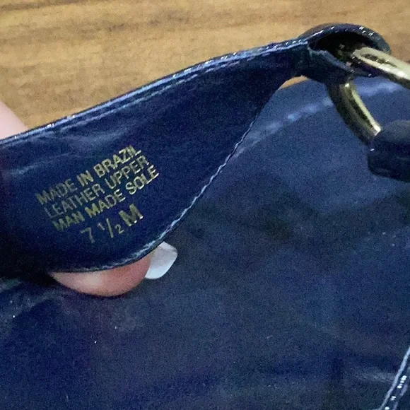 Preowned Lilly Pulitzer Wedge Sandals Dark Blue Size 7.5 (Item#S041) - Picture 9 of 9